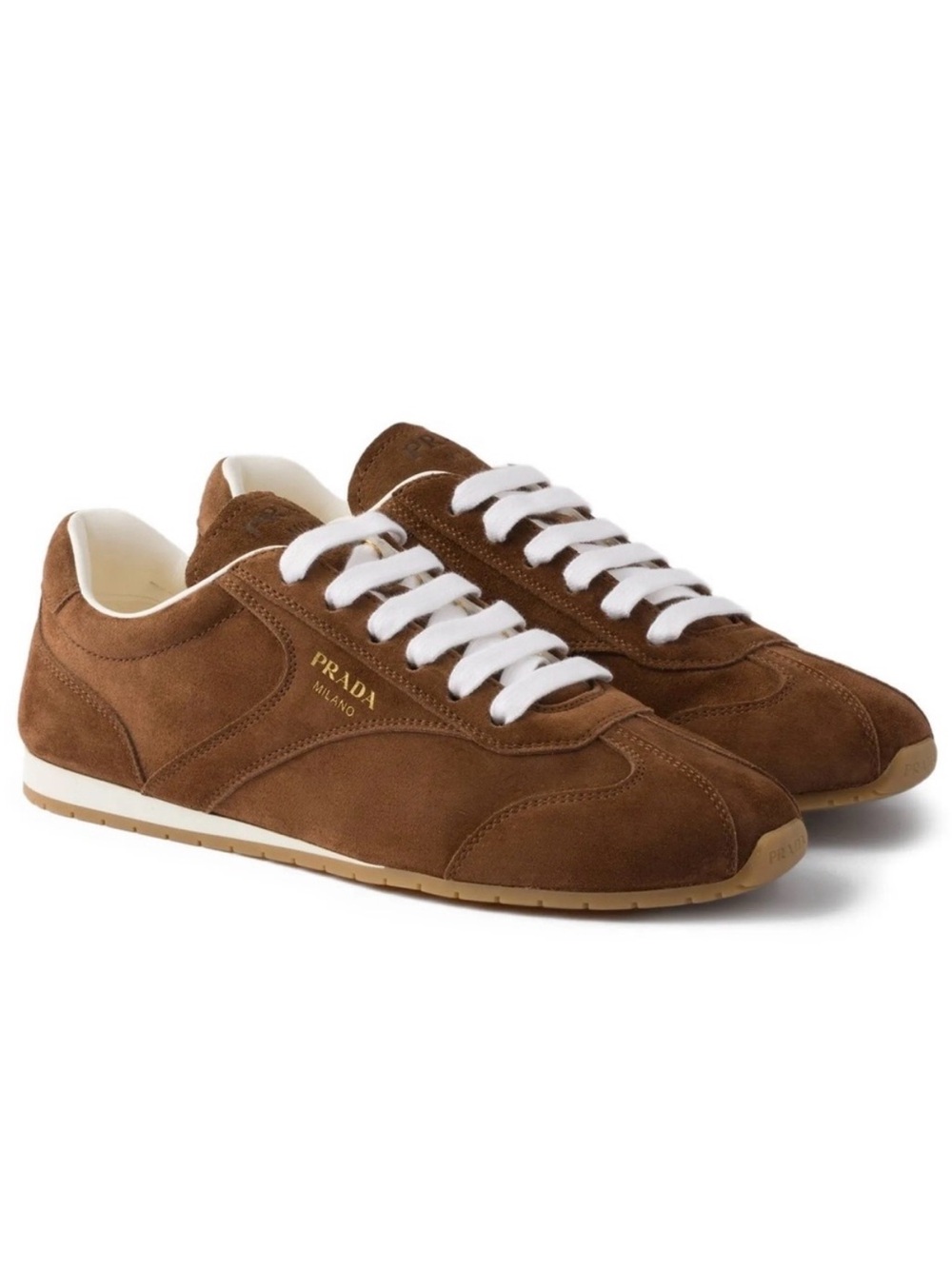 PRADA Cocoa Brown Suede Leather Sneakers